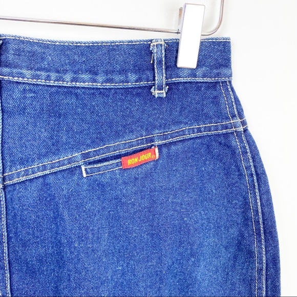Vintage | 90's Bonjour Zip Front and Back Rigid Denim Skirt - Picture 4 of 8
